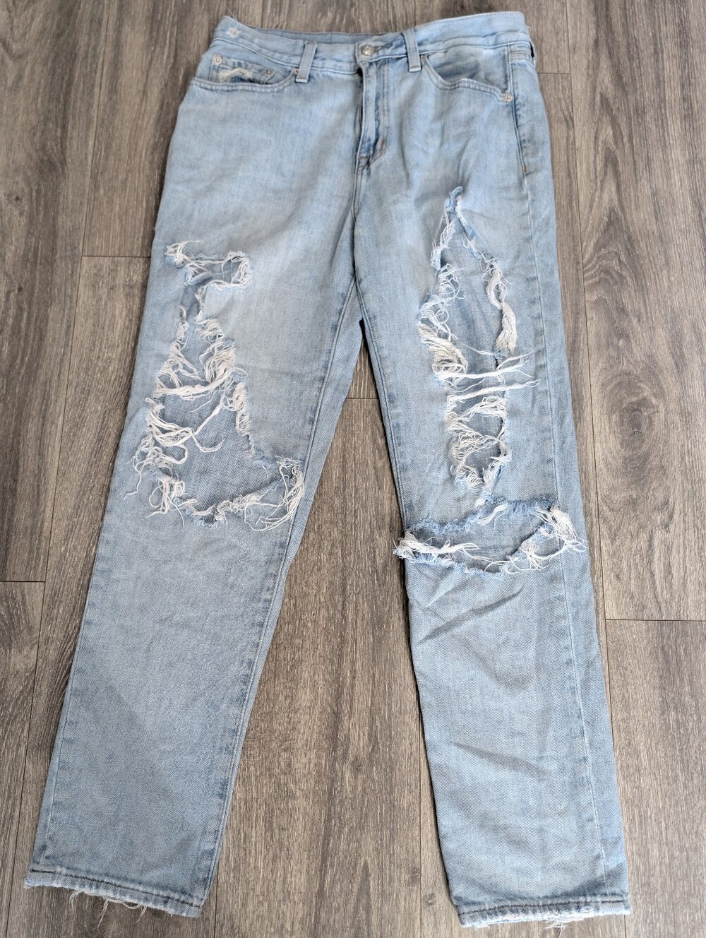 Pistola Distressed Straight Leg Jeans Size 28 Light Wash